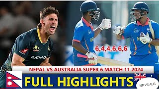 NEPAL VS AUSTRALIA FULL MATCH HIGHLIGHT Hong Kong Cricket Sixes 2024 NEP VS AUS [upl. by Tufts]