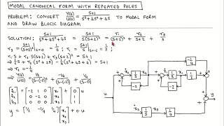 State variable control 12 Conversion of transfer function to modal canonical form examples [upl. by Einnoc328]