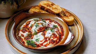 Turkish Eggs Çılbır Recipe  A Delicious Quick amp Easy Breakfast  Brunch Idea 🍳 [upl. by Chladek]