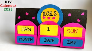 How to make a 2023 desk calendar  DIY Calendar  paper Mini calendar  paper crafts for school DIY [upl. by Tamah368]