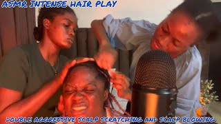 ASMR✨INTENSE SCALP BLOWINGHEAD SLAPPING 🤣SCALP SCRATCHING TRIPPLE GUM CRACKINGWITH SIS AND CUZ [upl. by Merrow]