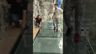 Terrified Reactions to a Glass Bridge that Cracks [upl. by Aleirbag]