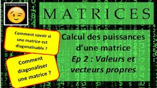 DIAGONALISATION  Calcul de PUISSANCES  Ep 2  Valeurs et vecteurs propres [upl. by Ferna85]