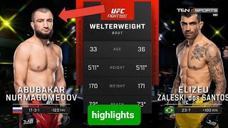 Abubakar Nurmagomedov vs Elizeu Zaleski dos Santos full fight [upl. by Enyaz]