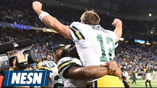 Aaron Rodgers Hail Mary TD Pass Lifts Packers Over Lions [upl. by Akirahs]