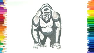 How to King Kong Drawing  Ape Drawing  Animals [upl. by Robinette292]