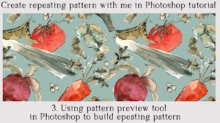 Using pattern preview tool in Photoshop to build repeating pattern [upl. by Eliak361]