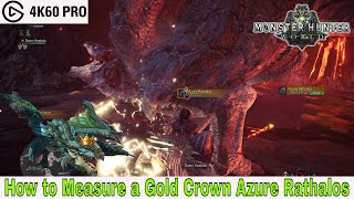 Monster Hunter World  How to Measure a Gold Crown Azure Rathalos [upl. by Basile307]