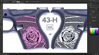 Rose Stippled Glock 43 9mm Fiber Laser Engraving Vector Design [upl. by Accebber]