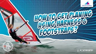 START WINDSURFING  Using The Harness amp Footstraps  Planing And Picking Up Speed [upl. by Elyod]