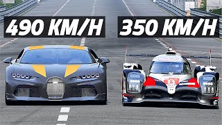 BUGATTI CHIRON SS vs LMP1 At Le Mans Without Chicanes [upl. by Strauss234]