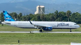 Avion De jetBlue Frena Bruscamente…  Aviones En El Aeropuerto Cibao  airport aviation [upl. by Temme]