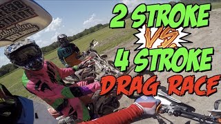 2 stroke VS 4 stroke DRAG RACE 450 vs 250 [upl. by Solokin44]