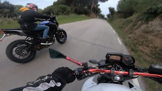 Yamaha MT07 AKRAPOVIC vs Yamaha XJ6 handmade exhaust [upl. by Aicilyt]