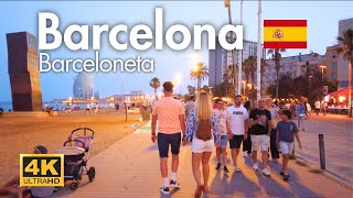 BARCELONETA BEACH BOARDWALK 🇪🇸 SUMMER WALKING TOUR ARCELONA SPAIN 4K [upl. by Chilt402]