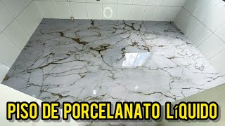 Passo a passo do piso de porcelanato líquido na cozinha 😍 [upl. by Schwitzer]