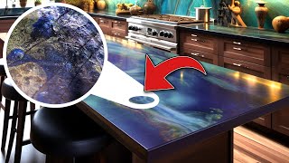 DIY Black amp Blue Kitchen Countertops with Blue Ghost Epoxy [upl. by Fancie]