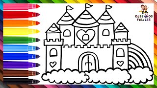 Desenhar e Pintar um Castelo nas Nuvens ☁️🏰🌈☁️ Desenhos para Crianças [upl. by Amaty]