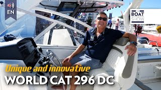 MOTOR CATAMARAN WORLD CAT BOATS 296 DC  Annapolis Boat Show 2022  The Boat Show [upl. by Ahsirak558]