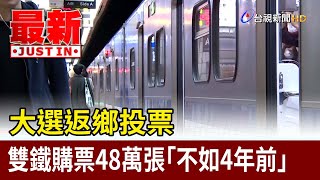 大選返鄉投票 雙鐵購票48萬張「不如4年前」【最新快訊】 [upl. by Ventura]