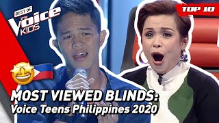 TOP 10  MOST VIEWED Blind Auditions of 2020 Philippines 🇵🇭  The Voice Teens [upl. by Oivlis]