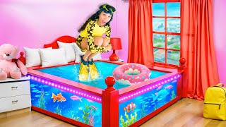 I Turned My Daughters Bed into a Fish Tank Surprise  Familia Diamond [upl. by Avictor]