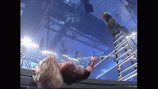 Jeff Hardy takes crazy to new heights with a leg drop off the top of a ladder WrestleMania 23 [upl. by Marlen]