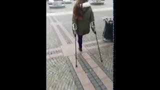 amputee onelegged walking on crutches [upl. by Perreault695]