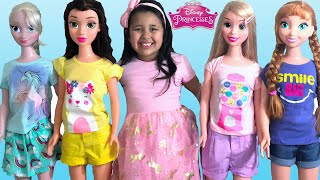 Disney Princess Dolls Playing Dress Up  Halloween Costumes and Toys [upl. by Ginsburg]