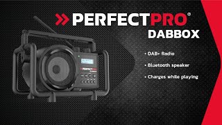 PerfectPro DABBOX JOBSITE RADIO DAB FM BLUETOOTH RECHARGEABLE [upl. by Ecad484]