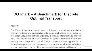 DOTmark – A Benchmark for Discrete Optimal Transport [upl. by Juetta370]