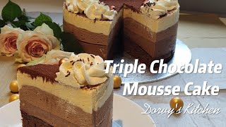 Chocolate Trilogy Mousse Cake  Tripla Csokoládé Mousse Torta [upl. by Nivlen]