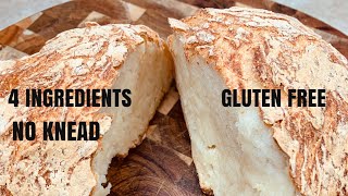 4 Ingredients Bread  No Knead Gluten Free Bread Dutch Oven [upl. by Ulrika844]