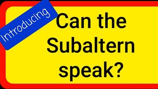 Can the Subaltern Speak [upl. by Radman]