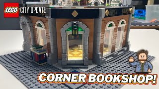 LEGO Modular Corner Bookshop MOC  13  LEGO City Update  Brickland 8  reBricks 11 [upl. by Akinimod]