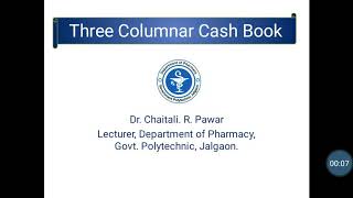 Three Columnar Cash Book DSBM S Y D Pharmacy [upl. by Anelak]