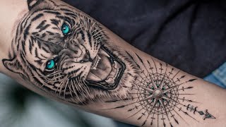 REALISTIC GROWLING TIGER TATTOO TIME LAPSE [upl. by Larue]