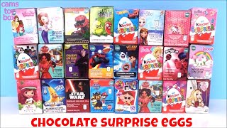 24 Chocolate Surprise Eggs KINDER Toys Paw Patrol Star Wars Disney Hello Kitty OPENING [upl. by Licha]