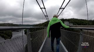 Über die Hängebrücke im Harz Titan RT an der Rappbodetalsperre Megazipline GigaSwing Bungee Jumping [upl. by Nirat]