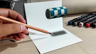 🔥 3D Drawings  How to Draw CYLINDER in 3d  ART [upl. by Nnylarak]