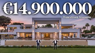 Touring €14900000 Waterfront Modern Mega Mansion with Erik Conover in Marbella Spain  Drumelia [upl. by Elyag]