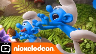 Chased By A Bear 🐻  The Smurfs  Nickelodeon UK [upl. by Boyden]