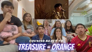 COUSINS REACT TO TREASURE  ‘오렌지 ORANGE’ LIVE VIDEO [upl. by Brinkema167]