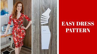 EASY dress pattern tutorial Vneck bodycon [upl. by Nahbois]