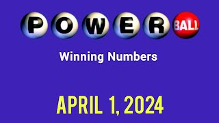 Powerball drawing for April 1 2024 [upl. by Ulrikaumeko]