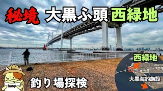 秘境「横浜・大黒ふ頭西緑地」釣り場探検｜トイレもある横浜ベイブリッジ下で釣りができるアジ釣りの穴場。しかし駐車場が・・ [upl. by Annaet]