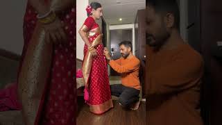 Bridal Saree Draping by Jitu Barman shorts youtubeshorts bridalmakeupartist [upl. by Imotih76]