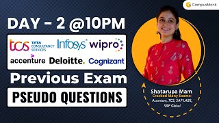 Day 2  Previous Year Pseudo Code Questions  Shatarupa Mam [upl. by Ahsemik]