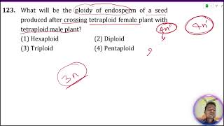 What will be the ploidy of endosperm of a seed produced after crossing tetraploid female plant with [upl. by Gnauq110]