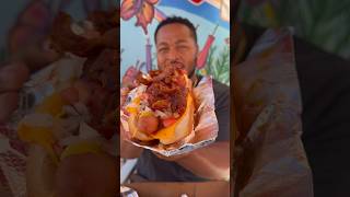 Trying the LEGENDARY Pinks Hot Dogs foodie foodvlog losangeles foodreview hotdog eating la [upl. by Nosreg935]